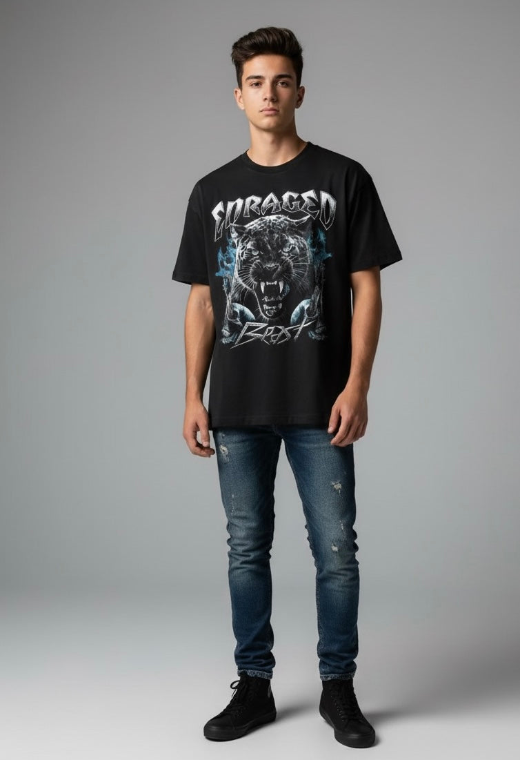 Oversized Black Panther Graphic T-Shirt