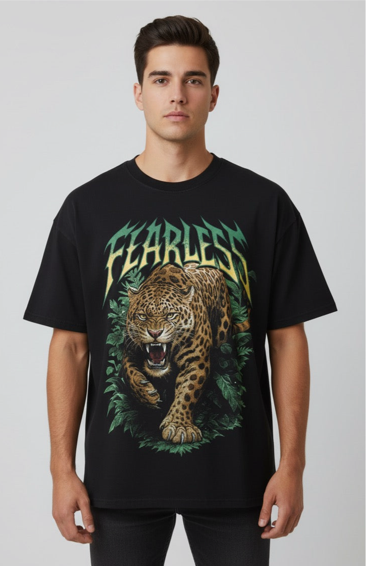 Fearless Leopard Graphic Oversized T-Shirt