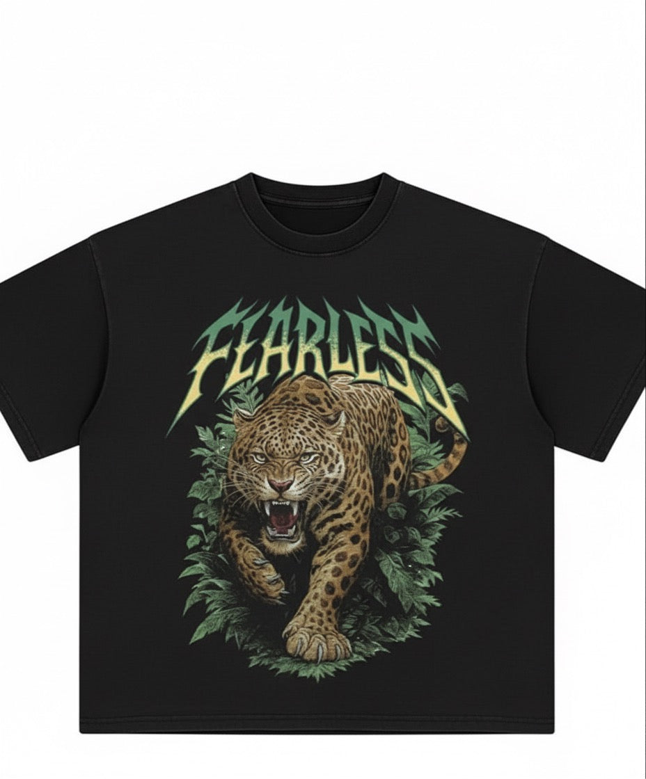 Fearless Leopard Graphic Oversized T-Shirt