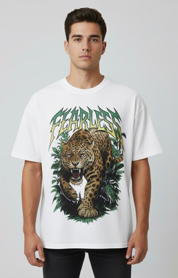 Fearless Leopard Graphic Oversized T-Shirt